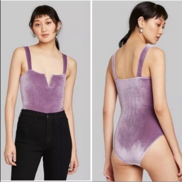 Wild Fable Purple Velvet Bodysuit - Picture 1 of 9